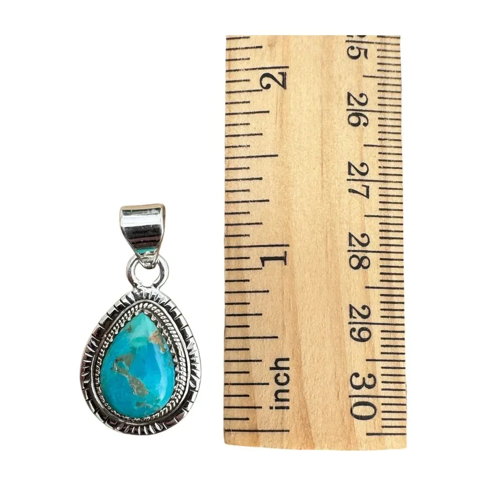Mojave Turquoise Solid 925 Sterling Silver Pendant - Picture 5 of 5